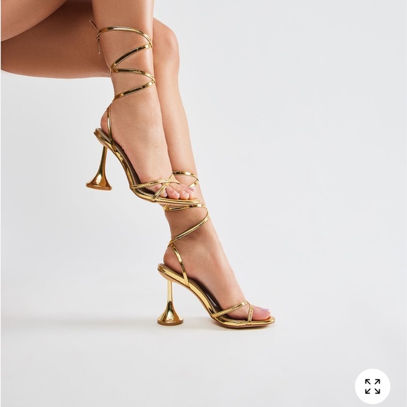 Fashion Nova Gold Strappy Heels size 10 New Authentic - Picture 4 of 10